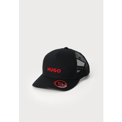 Obrázek HUGO Pánská čepice Marsel Trucker Cap z bavlněného kepru se síťovanými vsadkami, 002Black, Jednotná velikost
