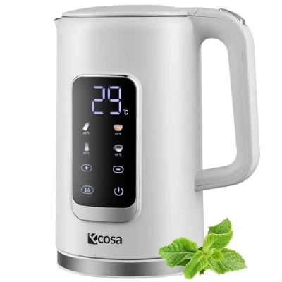Obrázek Rychlovarná konvice ušlechtilá ocel s nastavením teploty (40C 100C) 1,7 litru 2200 W Tevařič 100% bez BPA Funkce udržování LED displej výběrem voda vařič Water Kettle (Wanda White)