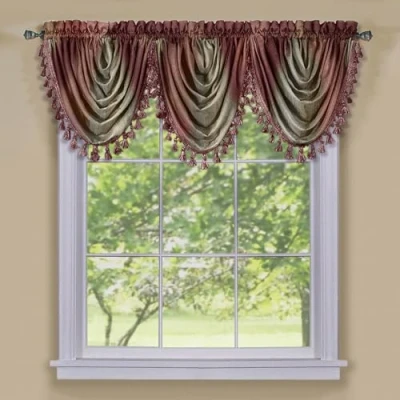 Obrázek Achim Home Decor měkké vodopádové závěsy do okna šířka 117,8 cm, délka 101,6 cm Ombre (burgundská červená) dekorativní polyesterové filtrující světlo ložnice, obývacího pokoje a