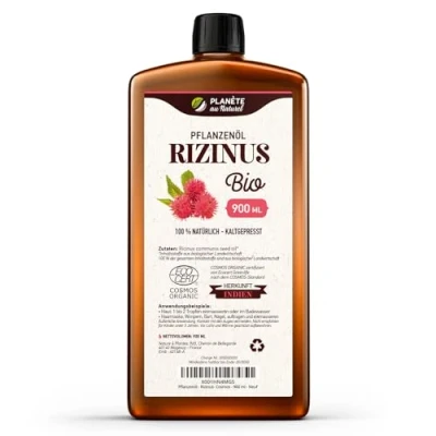 Obrázek Ricinový olej bio 900 ml 100% čistý, přírodní a lisovaný za studena řasy, obočí, vlasy, vousy, nehty