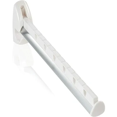 Obrázek Leifheit Nástěnný držák na šaty Airette s délkou 31 cm pro 7 ramínek šaty, prostorově úsporná tyč montáž stěnu, odolný vůči povětrnostním vlivům, věšák skládací