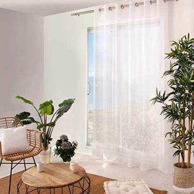 Obrázek ED Enjoy Home Sablé Vorhang, Weiß, 240 X cm, Polyester, 240L 240H cm (1 Panneaux)