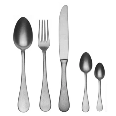 Obrázek Mepra Vintage 1026VI22030M Moka 30 teiliges Besteck Set aus Zinn Geschirr, spülmaschinenfestes