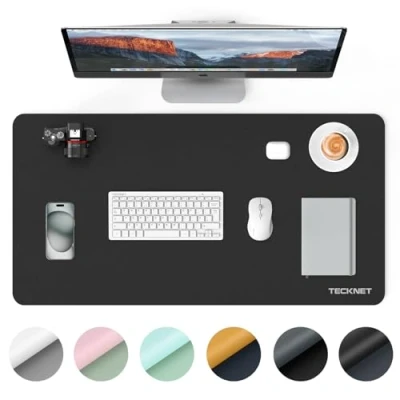Obrázek TECKNET podložka na psací stůl, 80 x 40 cm velké ochranné polstrování stolu, vodotěsná notebook, stolní z PU kůže, stíratelná, oboustranná psaní pro kancelář/domov
