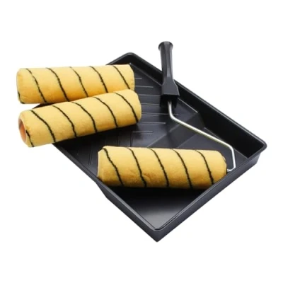 Obrázek ProDec 225 x 44 mm 5 teiliges Set mit 3 Stück mittelflorige gewebte Farbrollen, Käfigrahmen und Schale zum Streichen Dispersions Mauerwerksfarben an Innen Außenwänden Decken, Multi