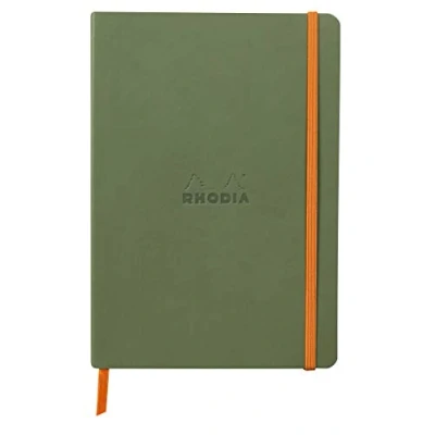 Obrázek Rhodia 117440C poznámkový sešit Softcover Rhodiarama DIN A5 (14,8 x 21 cm), 80 listů, linkovaný Clairefontaine papír slonová kost 90 g záložka, gumový uzávěr, kryt z umělé kůže šalvěj, 1 kus