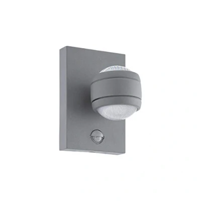 Obrázek EGLO venkovní nástěnná LED lampa Sesimba 1, 2 plamenné svítidlo vč. detektoru pohybu, senzor nástěnné z oceli a plastu, barva: stříbrná, IP44