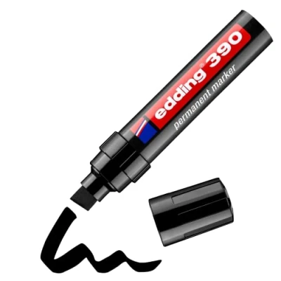 Obrázek edding 390 permanentní popisovač černý 1 tužka silný klínový hrot 412 mm voděodolný, rychleschnoucí, multimarker, univerzální na karton, plast, dřevo, kov, sklo, kámen, plátno