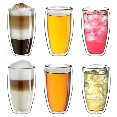 Obrázek Creano dvoustěnná termosklenice 250 ml &quot;DG SH&quot;, dvouplášťová sklenice vhodná i pro malé ruce, dvoustěnné šálky na cappuccino, káva, čaj, skleničky latte 6dílná sada