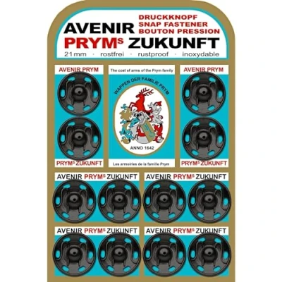 Obrázek Prym Přišívací patentky, mosaz, černé, 21 mm