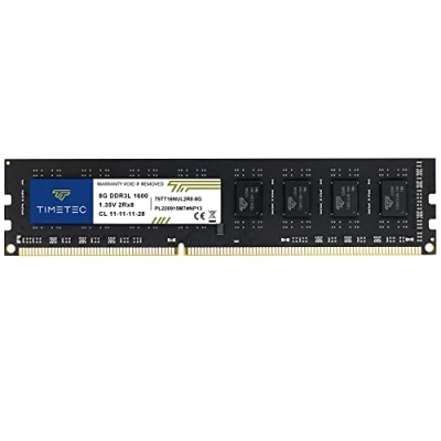 Obrázek Timetec 8 GB DDR3L / 1600 PC3L 12800 PC3 (PC3 12800U) bez vyrovnávací paměti 1,35 V 1,5 CL11 2Rx8 Dual Rank 240 Pin UDIMM paměť stolního počítače RAM Upgrade (8 GB)