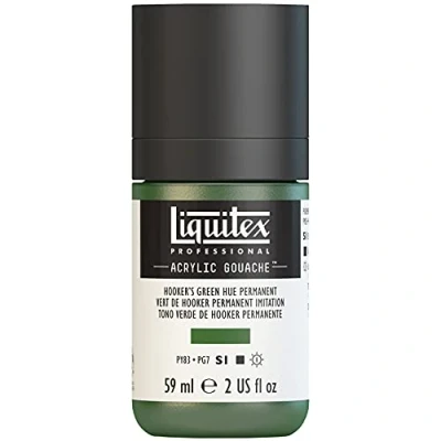 Obrázek Liquitex 2059224 &#039;Liquitex Professional Acrylic kvaš, akrylová barva s kvašovými vlastnostmi, stálá na světle, voděodolná, 59 ml dávkovací láhev Hookers zelená, permanentní imitace.