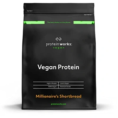 Obrázek Protein Works Vegan Protein, rostlinný proteinový koktejl, veganský prášek, bez lepku, 33 koktejlů, čokoláda, karamel, 1 kg