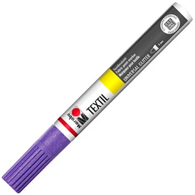 Obrázek Marabu 01190003537 Textilní Painter třpytky šeříková 537, tloušťka čáry cca 3 mm, tužka na látku pro světlé a tmavé látky, vodní bázi, měkká rukojeť, po fixaci lze prát do 40 C