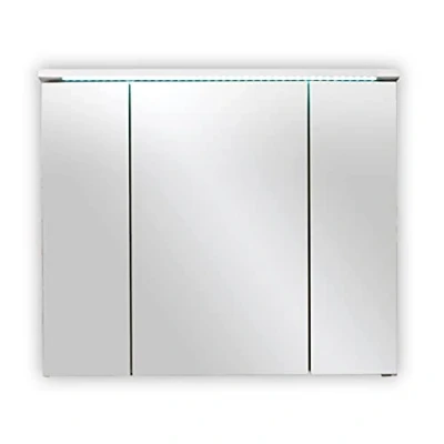 Obrázek SPLASH zrcadlová skříňka koupelna s LED osvětlením v bílé barvě vysoký lesk do koupelny se spoustou úložného prostoru 80 x 68 23 cm (Š/V/H)