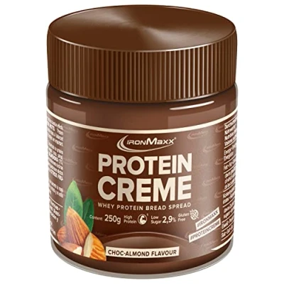Obrázek IronMaxx Proteinový krém Choc Almond 250 g krémová pomazánka s vysokým obsahem bílkovin nízkosacharidová, nízká, vhodná pro zdravou výživu
