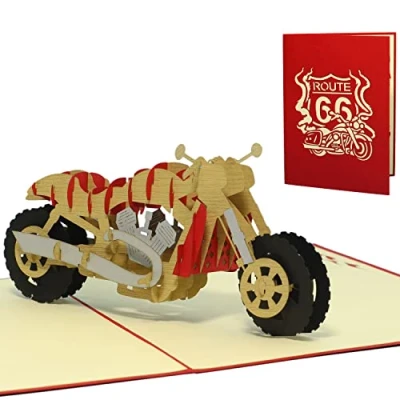 Obrázek LINPopUp®, LIN17486, POP UP 3D karta &quot;motocykl&quot;, narozeninové přání skládací poukaz motocykl, N160