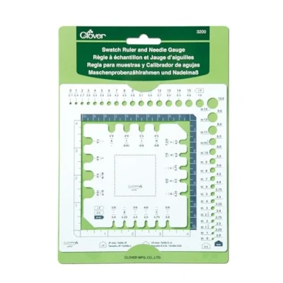 Obrázek Clover CL3200 Lineal und Nadellehre Swatch Ruler and Needle Gauge, PET Kunststoff, sortiert