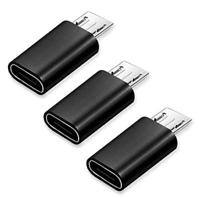 Obrázek JBSTK USB C na Micro adaptér [ 3 kusy] typ Female mikro samec nabíjecí nabíjení (černý)