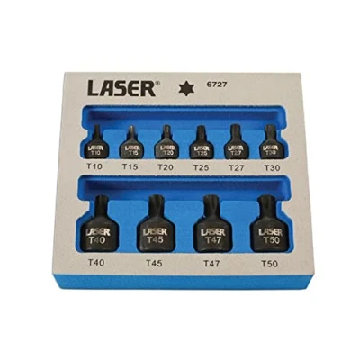 Obrázek Laser 6727 Low Profile Impact Star Socket Bit Set 1/4&quot;D, 3/8&quot;D 9pc, Silver