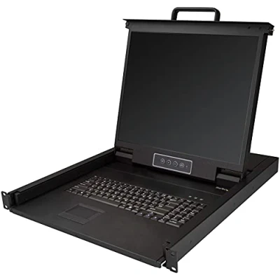 Obrázek StarTech.com Rack KVM Konsole US Tastatur(QWERTY), Ein Port VGA mit 19&quot; LCD Monitor 1HE Konsolenschublade Kabeln USB Unterstützung 50.000 MTBF (RKCONS1901)