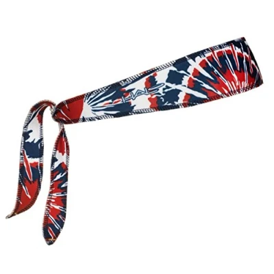 Obrázek Halo Headband I Schweißband zum Binden für Damen und Herren, kein Verrutschen mit feuchtigkeitsableitendem Dryline Gewebe, Rot, Weiß Blau, Batikfärbung, Einheitsgröße