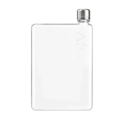 Obrázek memobottle Plochá láhev na vodu A5 pro vaši tašku, 750 ml, bez BPA, štíhlý a praktický design, podporuje iniciativy čistou vodu, stylový design