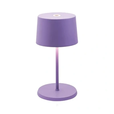 Obrázek Zafferano, Olivia Mini lampa, přenosná a dobíjecí stolní lampa s dotykovým ovládáním, vhodná pro obývací pokoj venkovní prostory, stmívač, 2700 3000 K, výška 22 cm, barva fialová