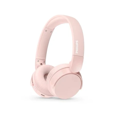 Obrázek PHILIPS TAH4209PK lehká bezdrátová Bluetooth sluchátka s pasivní izolací hluku doba přehrávání 55 hodin, výrazné hovory, dynamické basy, 2 hodiny nabíjení USB C růžová