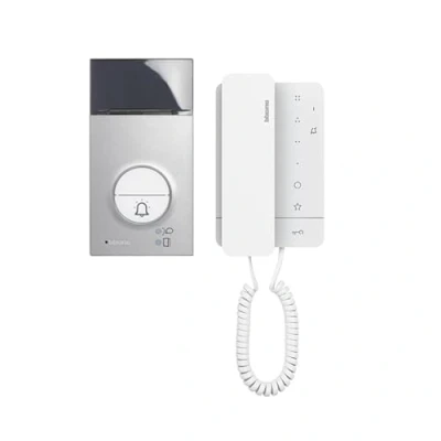 Obrázek BTICINO, Audio dveřní telefon sada Flex&#039;ONE, 2vodičový s stanicí LINEA 3000, síťová jednotka a domácí stanice CLASSE 100 A16M, typy ochrany stanice: IP 54, IK10, 364231