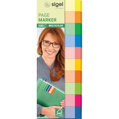 Obrázek SIGEL HN682 fixační popisovač Multicolor, 500 proužků, 10 barev ve formátu 15 x 50 mm, z papíru