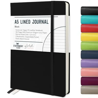 Obrázek STATIONERY ISLAND Poznámkový blok a5 linkovaný, deník s tvrdým papírem 120 g/m², 180 stran deníku, notebook pro dívky, cestovní deník, plánování, učení, psaní
