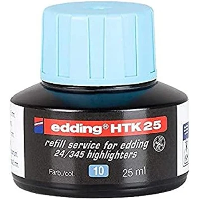 Obrázek edding HTK 25 náhradní inkoust světle modrá ml s kapilarovým systémem, ideální pro čisté a nekomplikované doplnění zvýrazňovače e 345 24