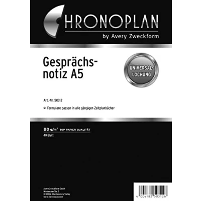 Obrázek Chronoplan 50312 poznámkové blocidy kalendáře pro doplnění termínového plánovače (A5 formátu, 40 snotic s univerzálním otvorem, 80 g/m², kontakty zákazníky, výsledky a úkoly).