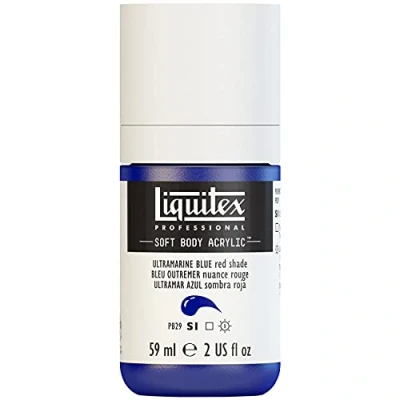 Obrázek Liquitex 1959382 Professional akrylová barva Soft Body umělecká v krémově krycí konzistenci, vysoká pigmentace, stálobarevná a odolná proti stárnutí, láhev 59 ml ultramarínová modrá (červený