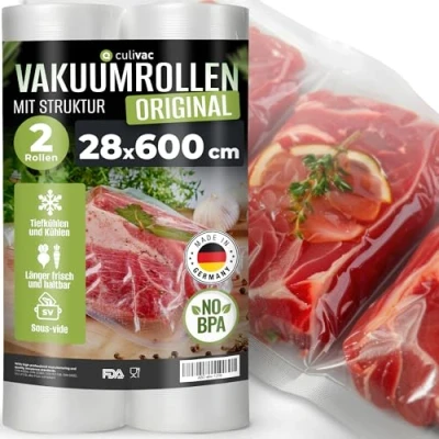 Obrázek culivac 2 role fólie 28 x 600 cm vakuové originál pro vakuovačku přístroj na svařování fólií bez BPA vakuová sáčky fóliový sáček pytle