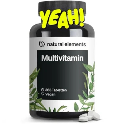 Obrázek Multivitamín 365 veganských tablet roční zásoba cenné vitamíny a Z, s vitaminem K1 K2 bez zbytečných přísad vyrobeno v Německu laboratorně testováno