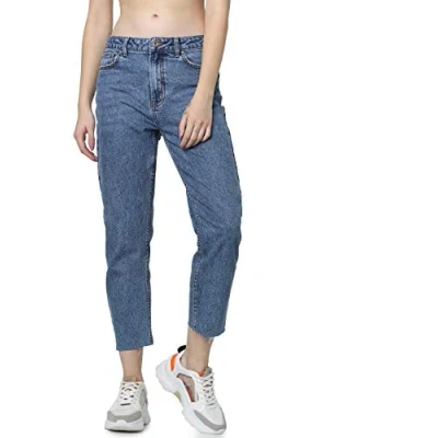 Obrázek ONLY Dámské Straight Fit Jeans ONLEMILY Vysoký pas Rovný střih Džíny, Tmavě modrý denim, 25 W/30 L