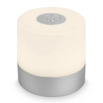 Obrázek BRILONER Mini LED stolní lampa bezdrátová, stmívatelná na noční stolek, Touch, psací stůl, USB C, kempinková lampa, teplé bílé světlo, 7 x cm, stříbrná barva,