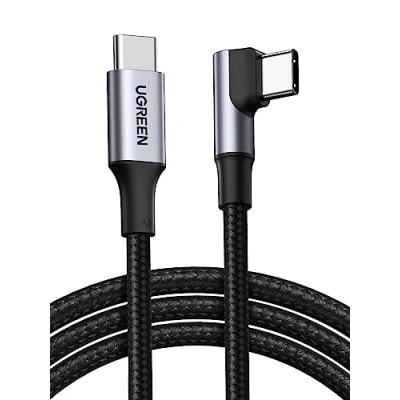Obrázek UGREEN 100W USB C na kabel úhel PD 3. 0 PPS nabíjecí 90 stupňů kompatibilní iPhone 16 Pro Max, 15, Galaxy S24 Ultra A55, M3 MacBook Pro/Air iPad 2024 Steam Deck atd.