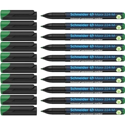 Obrázek Schneider Maxx 224 M univerzální zvýrazňovač (permanentní, Cap Off Ink, doplňovatelný, 1,0 mm) balení 10 ks zelená