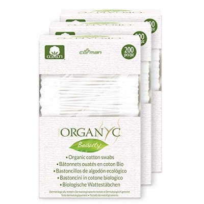 Obrázek Organ(y)c, vatové tyčinky ze 100% certifikované biobavlny biologicky odbouratelné balení 4 po 200 kusech (celkem 800 kusech)