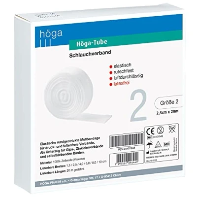 Obrázek Höga Tuba hadicový obvaz elastický protiskluzový prodyšný velikost 2 2,5 cm x 20 m 1 kus, bílý