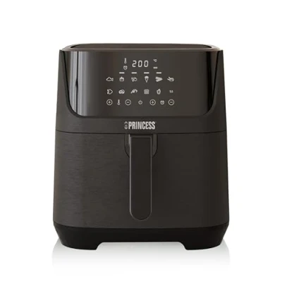 Obrázek Princess digitální horkovzdušná fritéza 6,5 l s vyjímatelnou přepážkou o 60 % nižší spotřeba energie dotykový displej 12 programů bez oleje černá 182061