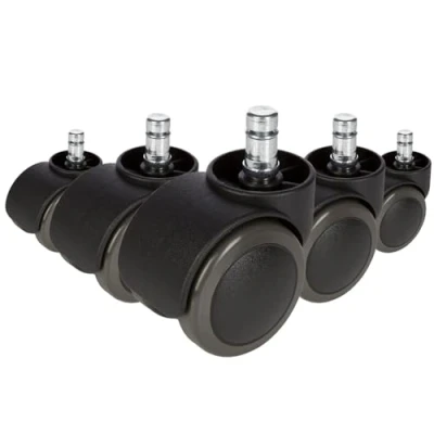 Obrázek hjh OFFICE 619006 5x kolečka z tvrdé podlahy pro kancelářskou židli ROLO kolík 11 mm / role 50 otočná židle s hladkým, hladkým povrchem