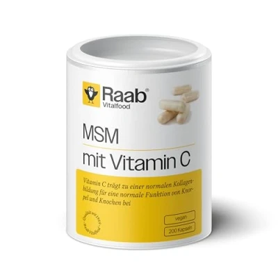 Obrázek Raab Vitalfood MSM kapsle, methylsulfonylmethan, vitamin C, 200 kusů, vysoce čistý, veganský