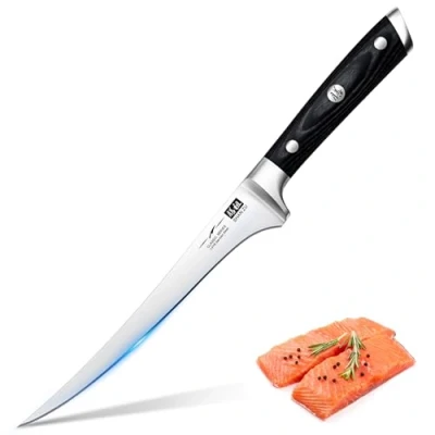 Obrázek SHAN ZU Filetovací nůž, filitační nůž ostrý 18 cm, německý z ušlechtilé oceli s ergonomickou rukojetí na losos, ryby, exkluzivní dárkové balení