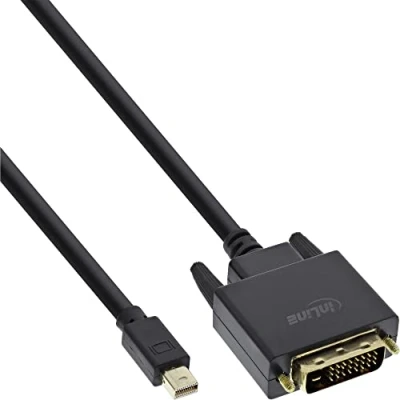 Obrázek InLine 17222 Mini DisplayPort k DVI kabel, konektor na D 24+1 konektor, černá/zlatá, 2 m