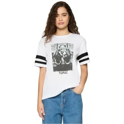 Obrázek Mister Tee Dámské tričko 2pac Stripes Tee, bílá