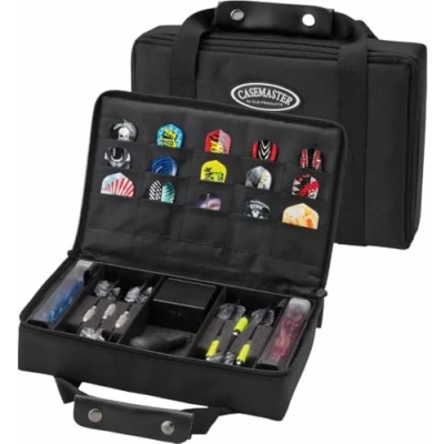 Obrázek Casemaster Classic 12 Dart Nylon Aufbewahrungstasche, Carrying Case For Steel and Soft Tip Darts, Holds Darts Numerous Other Accessories via Generous Storage Pockets, Tubes Boxes, schwarz